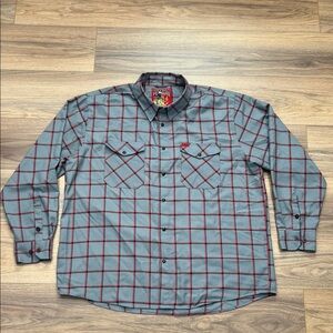 Dixxon Smoke Eater Flannel in Gray/Red Plaid Size 3X